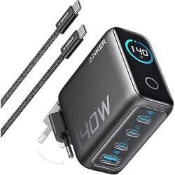 Anker Cargador USB C Carga Rapida 140W, Carga rapida de 4 Puertos
